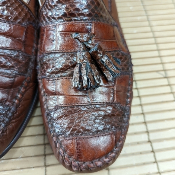 Stacy Adams Men\'s Size 9.5M Genuine Snake Skin Brown tassel Shoes Loafers. Right main image 10